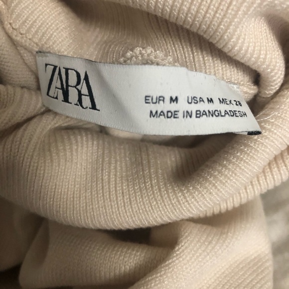 NWOT Zara Cream Turtle Neck Mesh Long Sleeves - Picture 6 of 6
